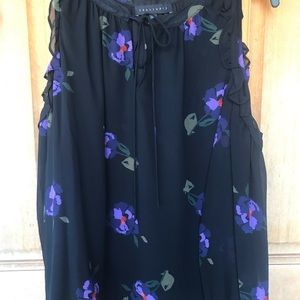 Beautiful peek-a-boo shoulder black blouse